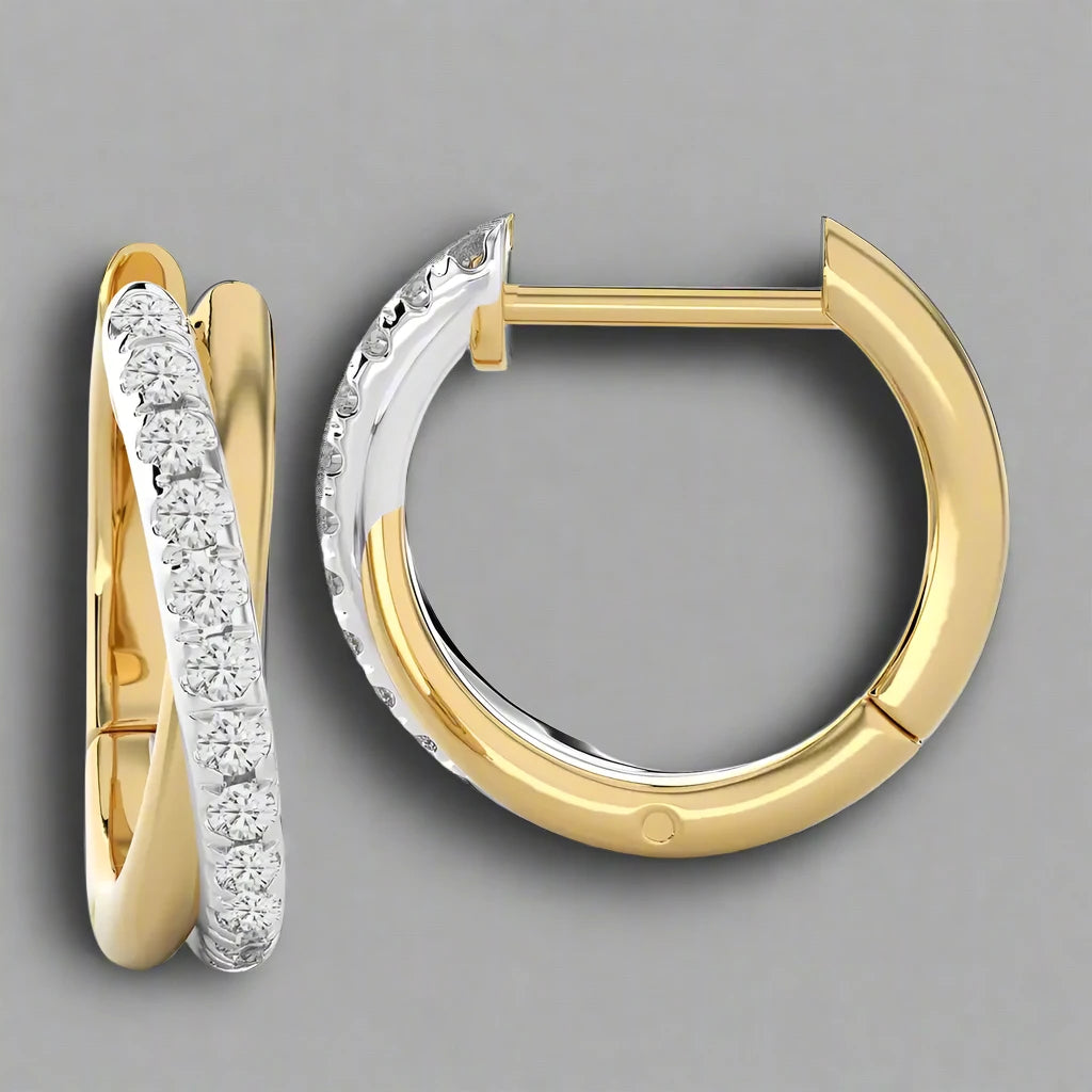 1/6 CTW Elegance in Symmetry: Diamond & Gold Huggies Earrings