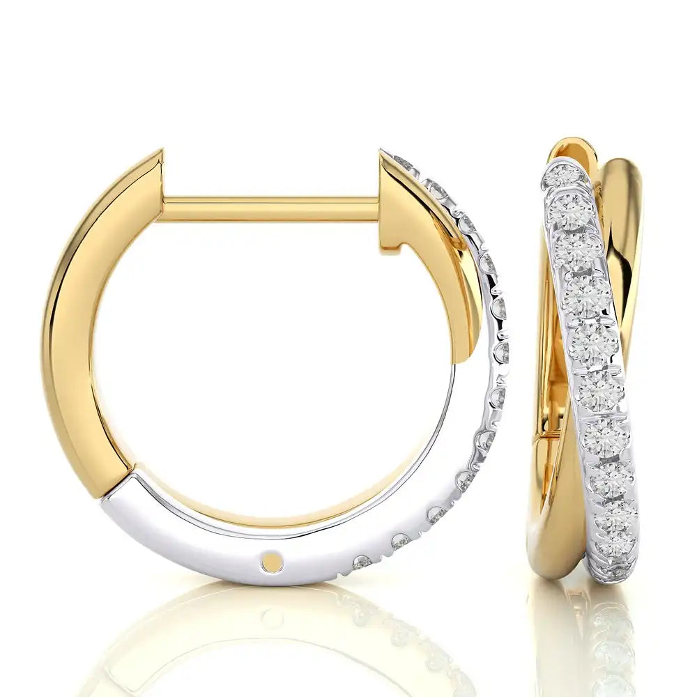 1/6 CTW Elegance in Symmetry: Diamond & Gold Huggies Earrings