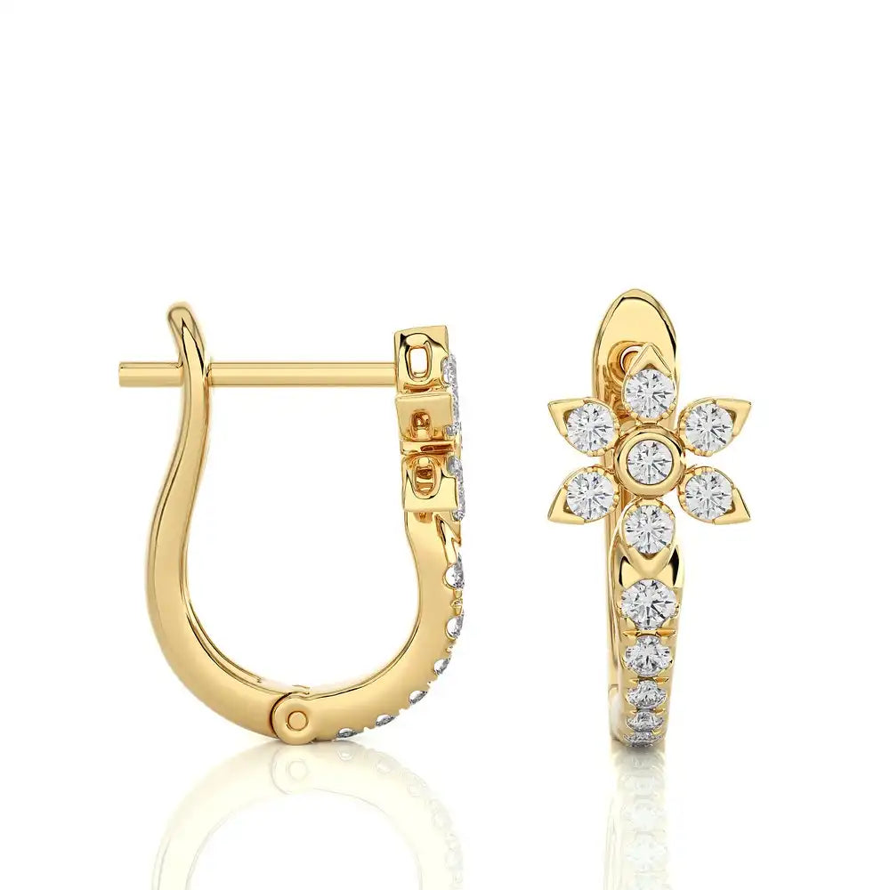 1/3 CTW Diamond Flower Huggies Earrings