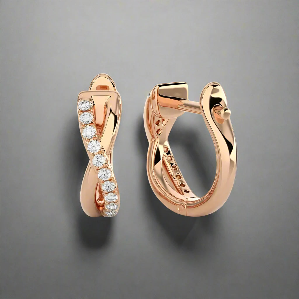 1/6 CTW Diamond Elegant Gold Infinity Huggies Earrings