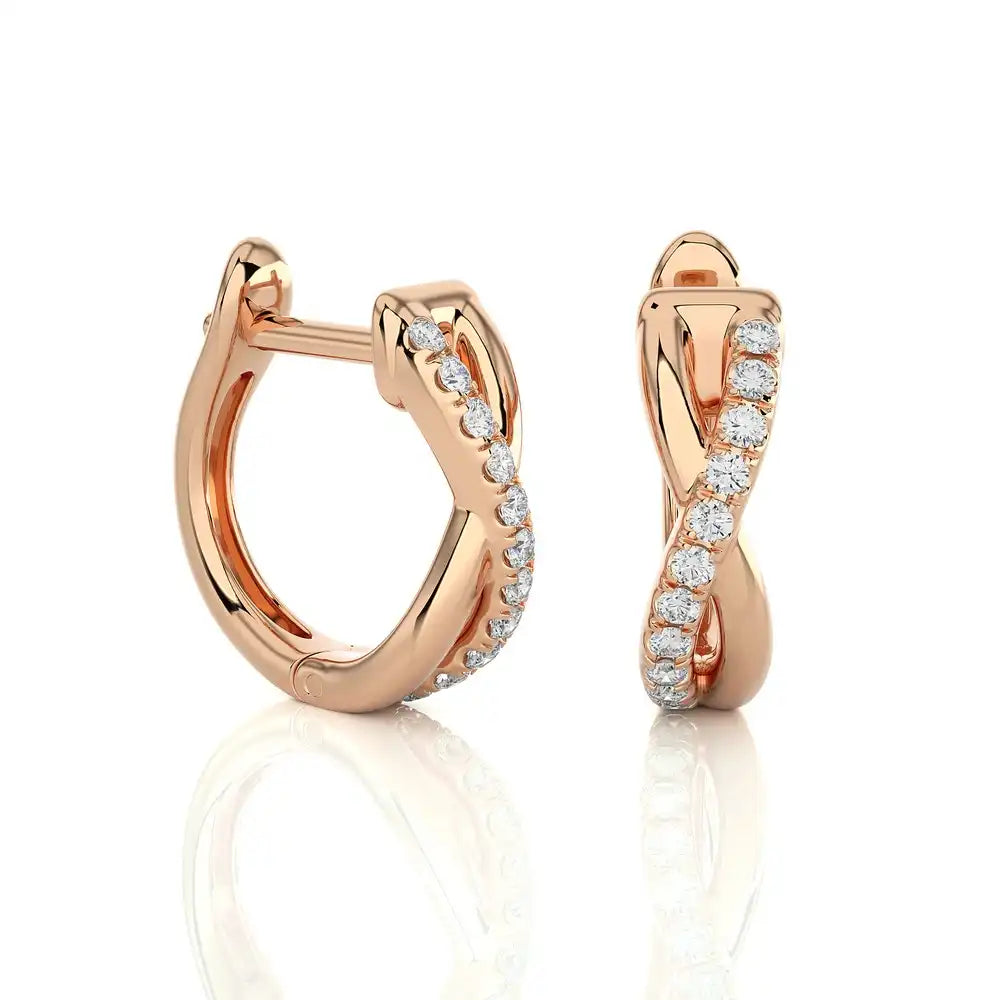 1/6 CTW Diamond Elegant Gold Infinity Huggies Earrings