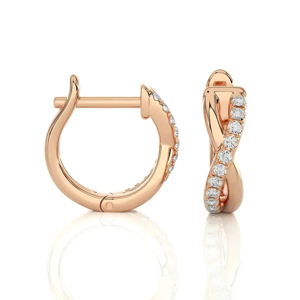 1/6 CTW Diamond Elegant Gold Infinity Huggies Earrings