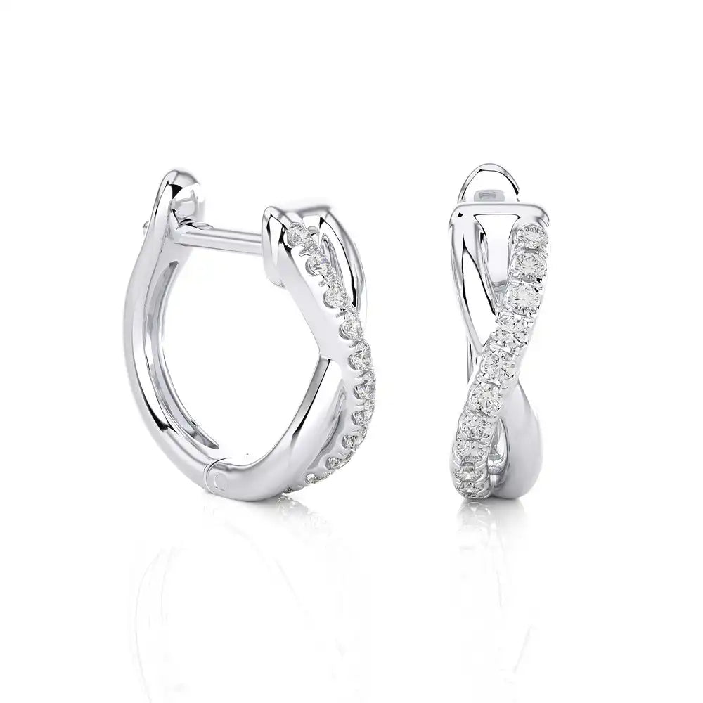 1/6 CTW Diamond Elegant Gold Infinity Huggies Earrings