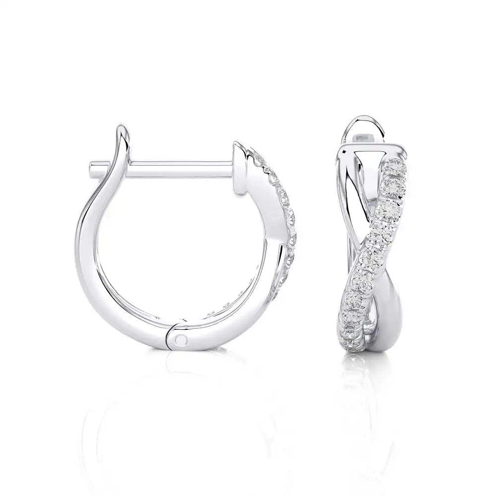 1/6 CTW Diamond Elegant Gold Infinity Huggies Earrings