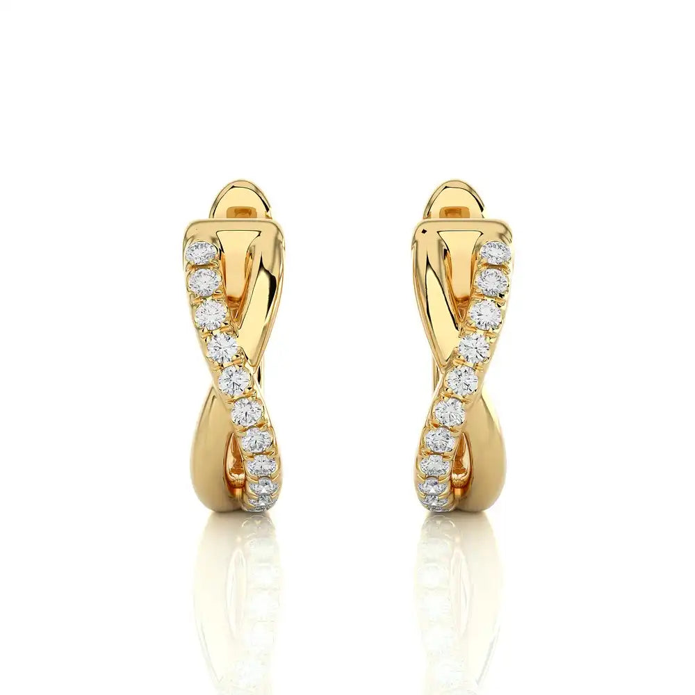 1/6 CTW Diamond Elegant Gold Infinity Huggies Earrings