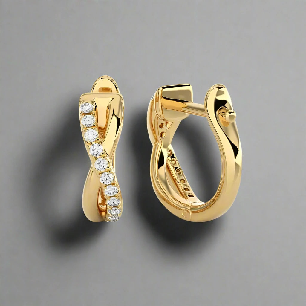 1/6 CTW Diamond Elegant Gold Infinity Huggies Earrings