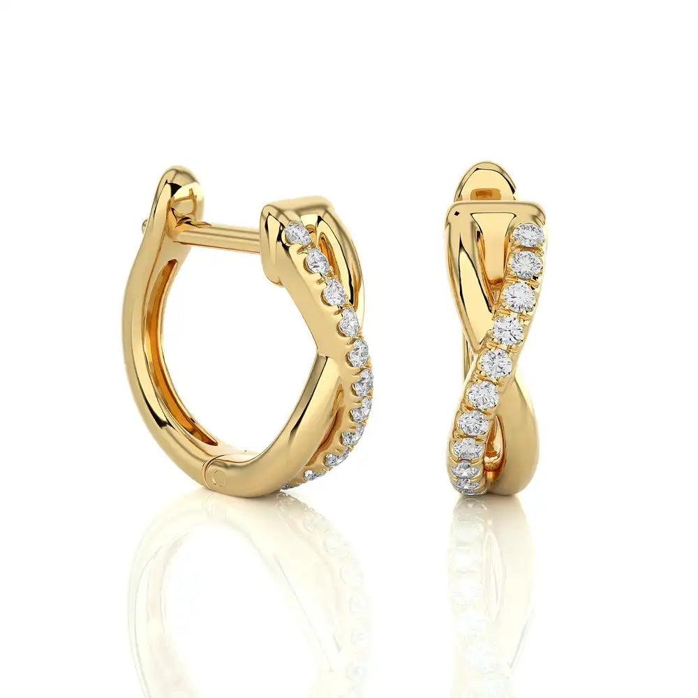 1/6 CTW Diamond Elegant Gold Infinity Huggies Earrings