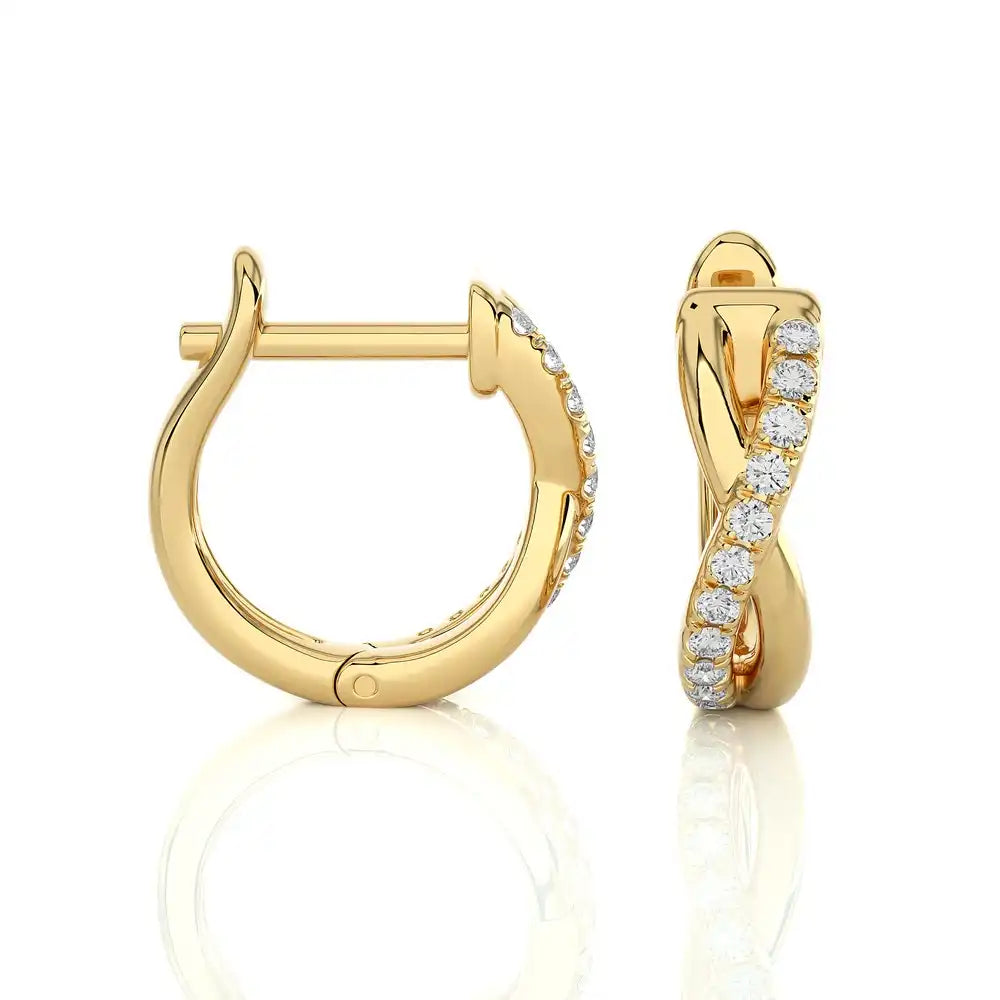 1/6 CTW Diamond Elegant Gold Infinity Huggies Earrings