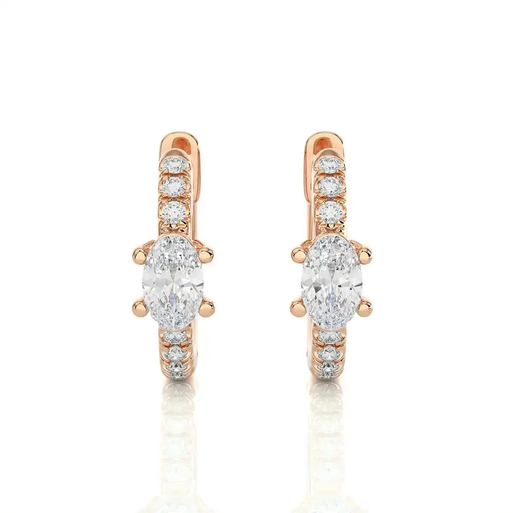 1/8 CTW Oval Diamond Delicate Fancy Huggie Earrings