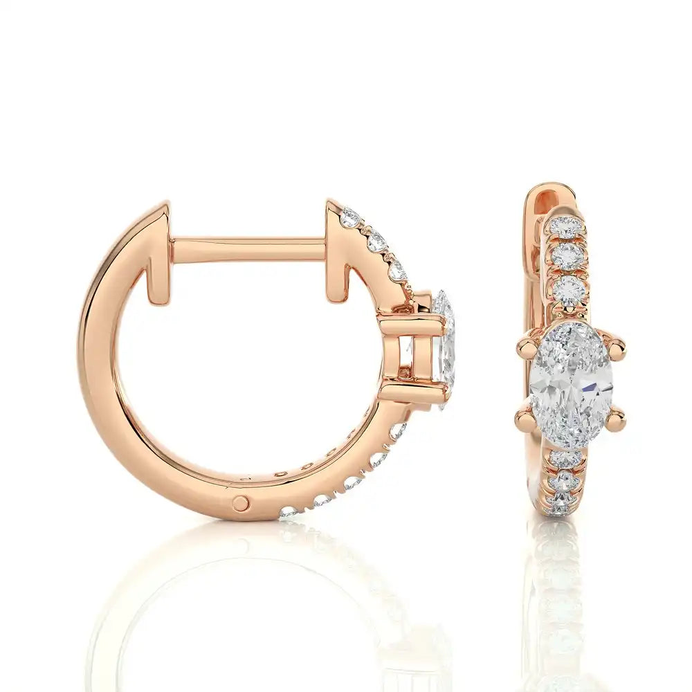 1/8 CTW Oval Diamond Delicate Fancy Huggie Earrings