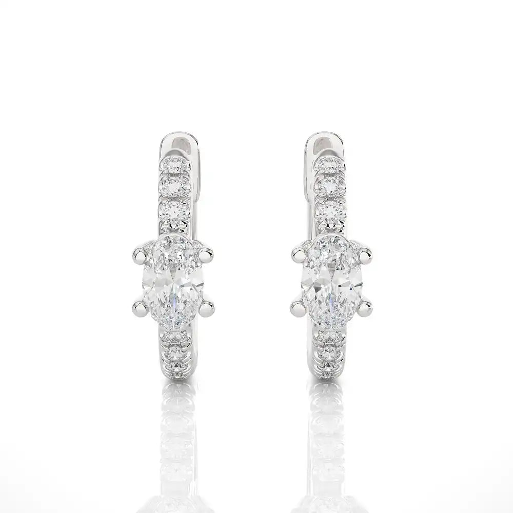 1/8 CTW Oval Diamond Delicate Fancy Huggie Earrings