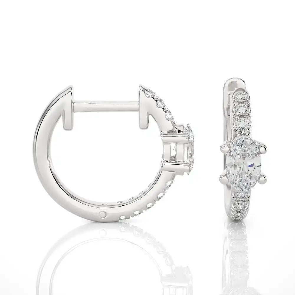 1/8 CTW Oval Diamond Delicate Fancy Huggie Earrings