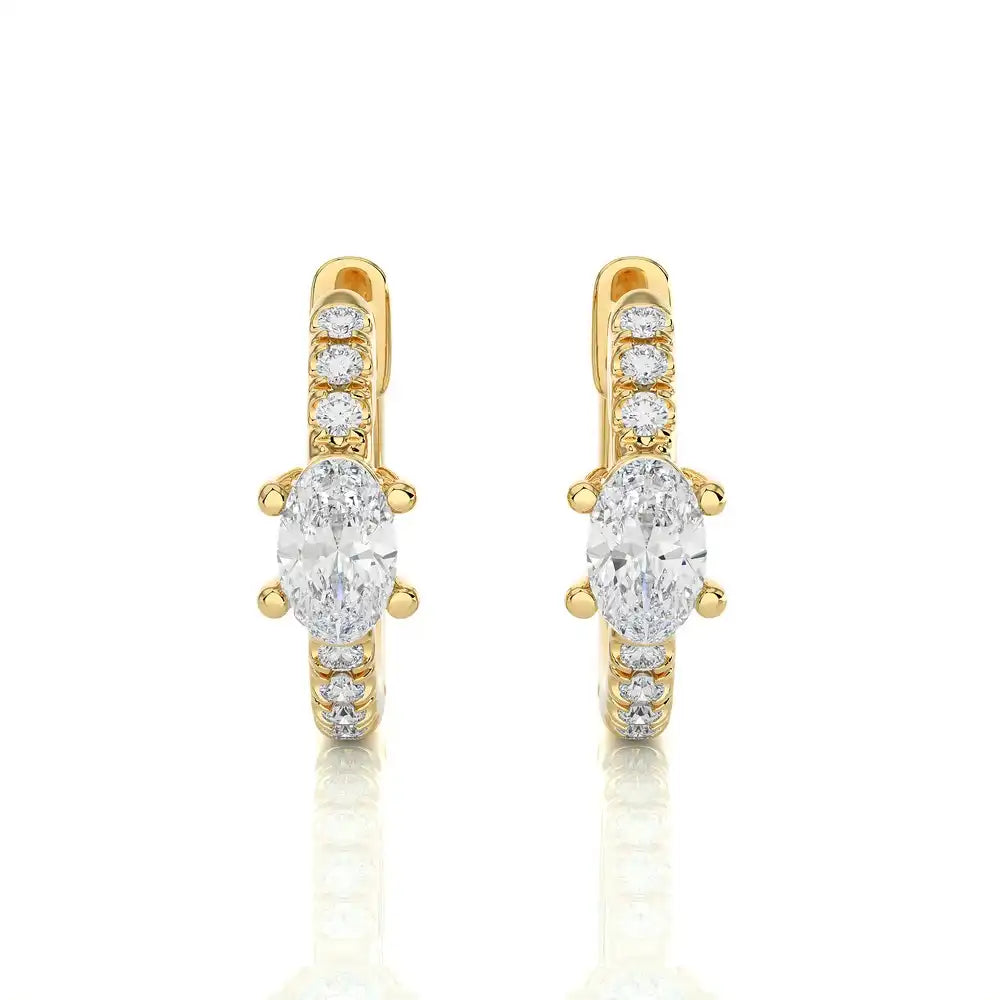 1/8 CTW Oval Diamond Delicate Fancy Huggie Earrings