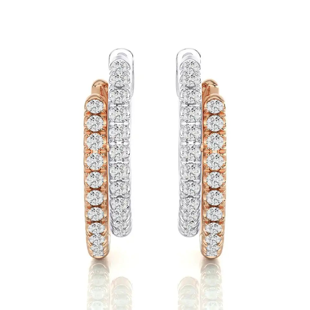 3/8 CTW 2-Tone Timeless Huggie Earrings