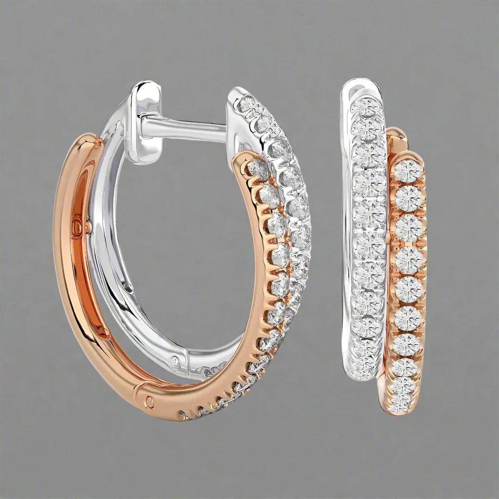 3/8 CTW 2-Tone Timeless Huggie Earrings