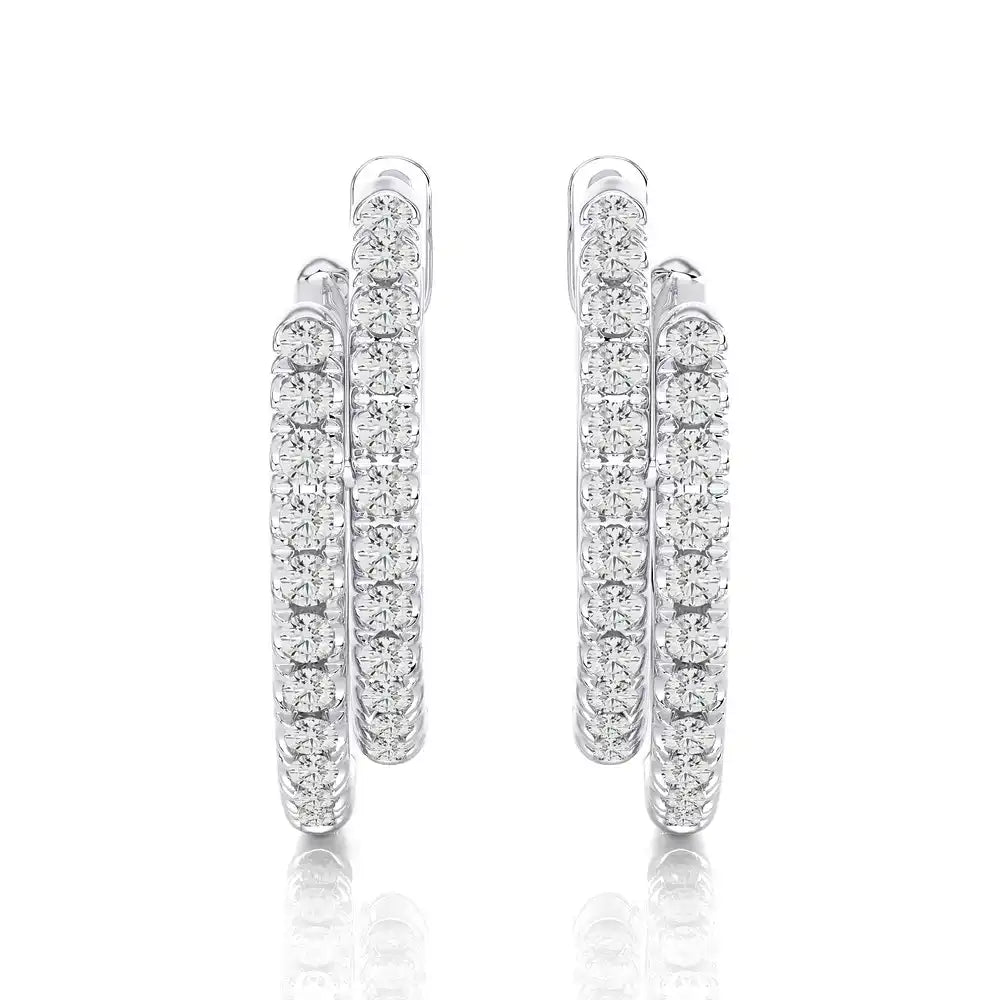 3/8 CTW 2-Tone Timeless Huggie Earrings