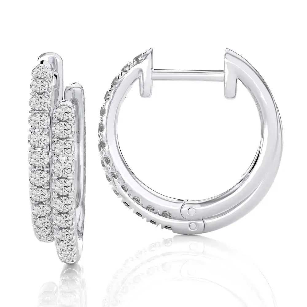 3/8 CTW 2-Tone Timeless Huggie Earrings