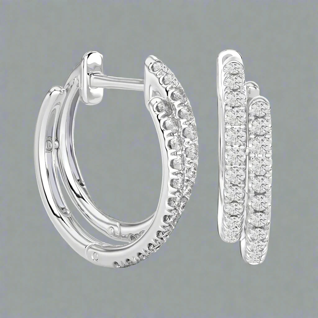 3/8 CTW 2-Tone Timeless Huggie Earrings