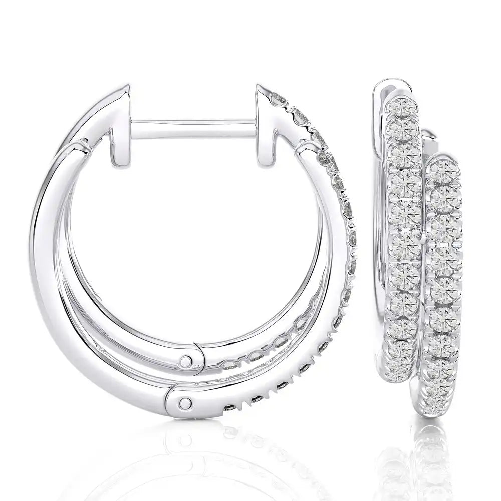 3/8 CTW 2-Tone Timeless Huggie Earrings