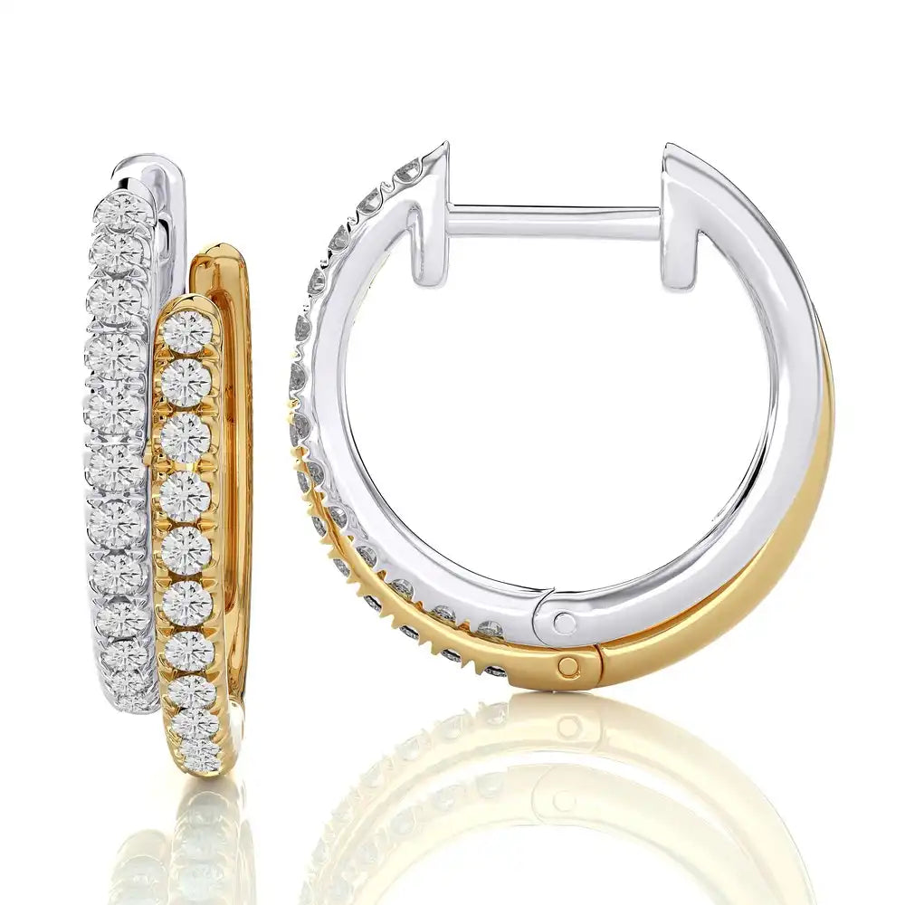 3/8 CTW 2-Tone Timeless Huggie Earrings