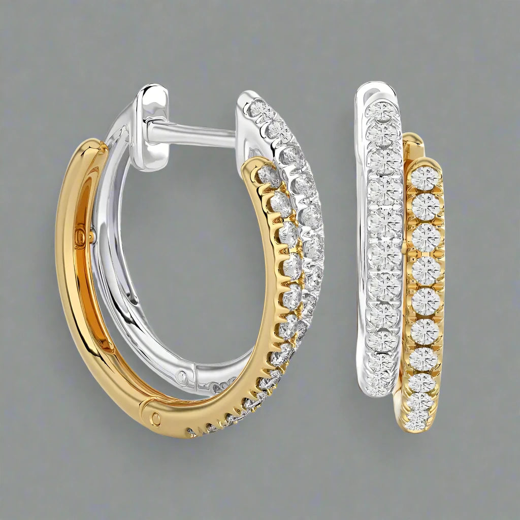 3/8 CTW 2-Tone Timeless Huggie Earrings