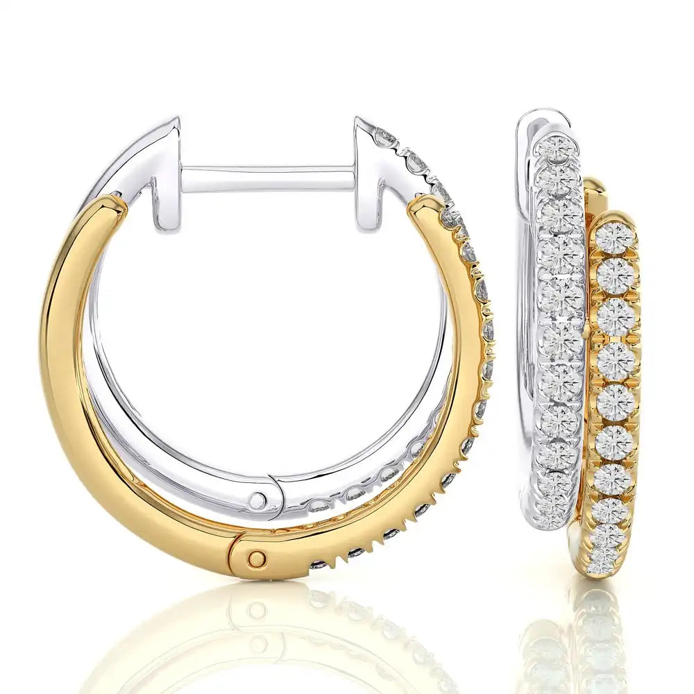 3/8 CTW 2-Tone Timeless Huggie Earrings