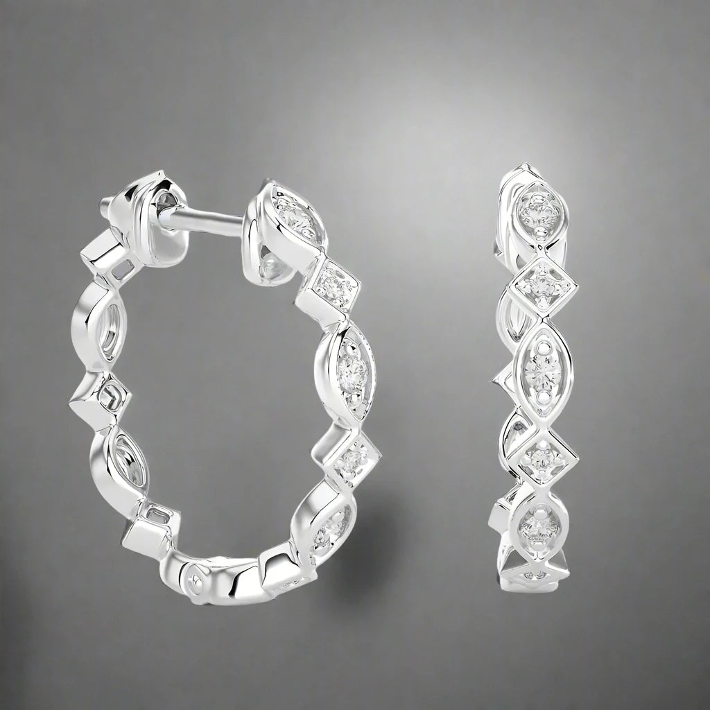 1/8 CTW Multi-Shape Stylish Huggie Earring