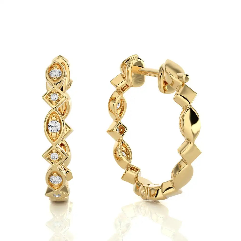 1/8 CTW Multi-Shape Stylish Huggie Earring