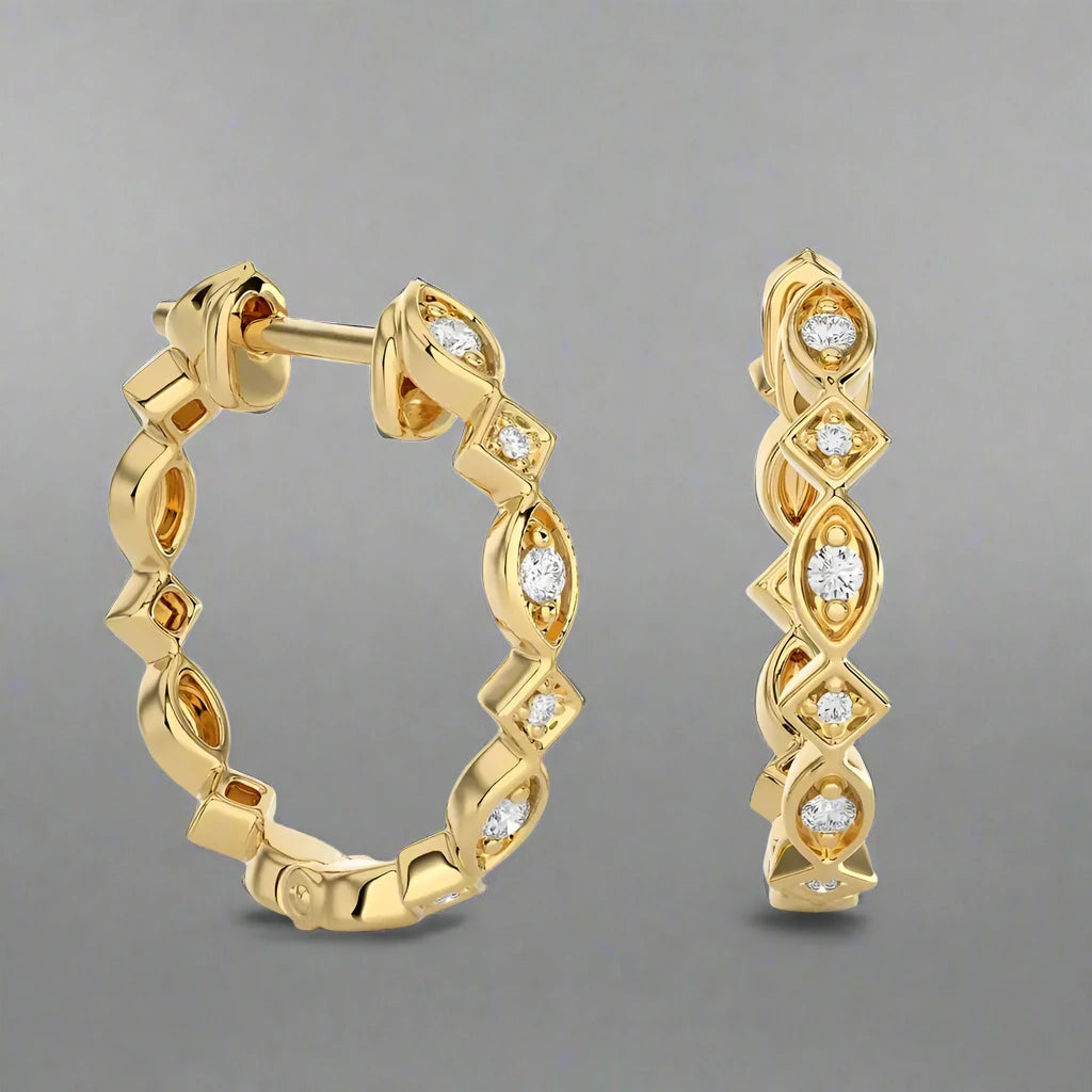 1/8 CTW Multi-Shape Stylish Huggie Earring