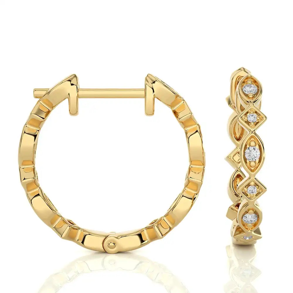 1/8 CTW Multi-Shape Stylish Huggie Earring