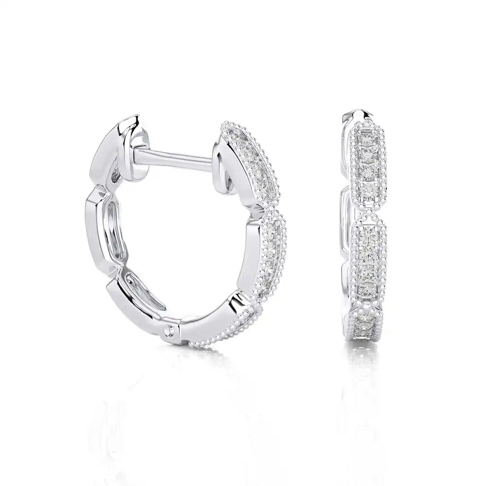 1/8 CTW Pave-set Diamonds Dazzling Huggie Earring