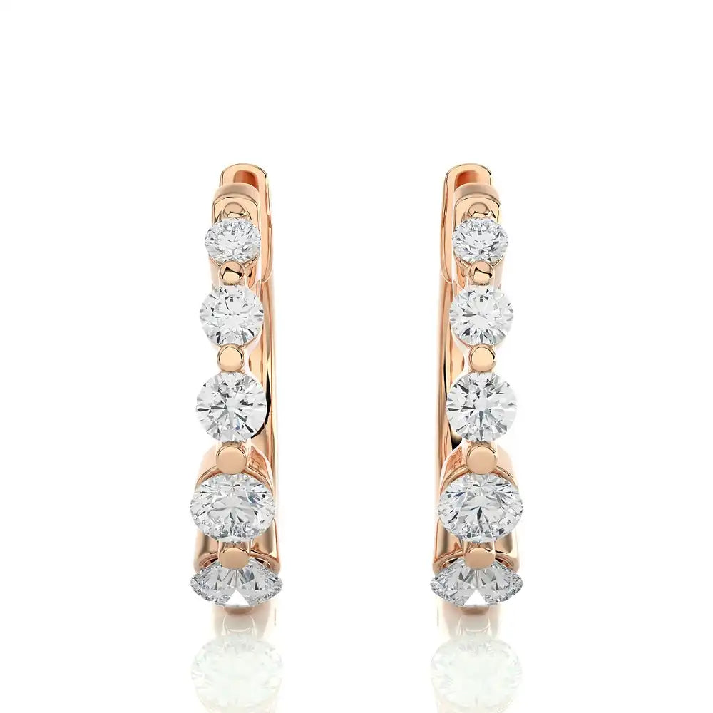 3/8 CTW Graduating Diamonds Radiant Huggie Earring