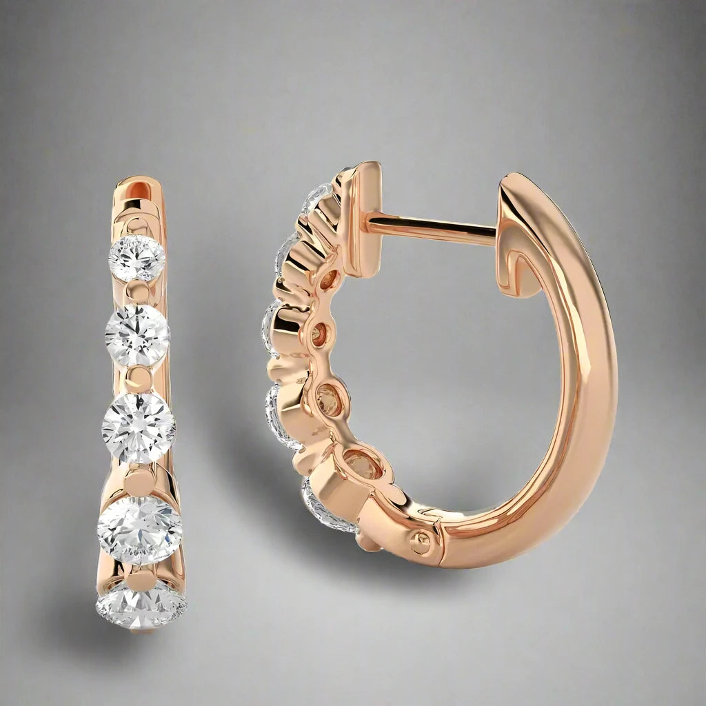 3/8 CTW Graduating Diamonds Radiant Huggie Earring