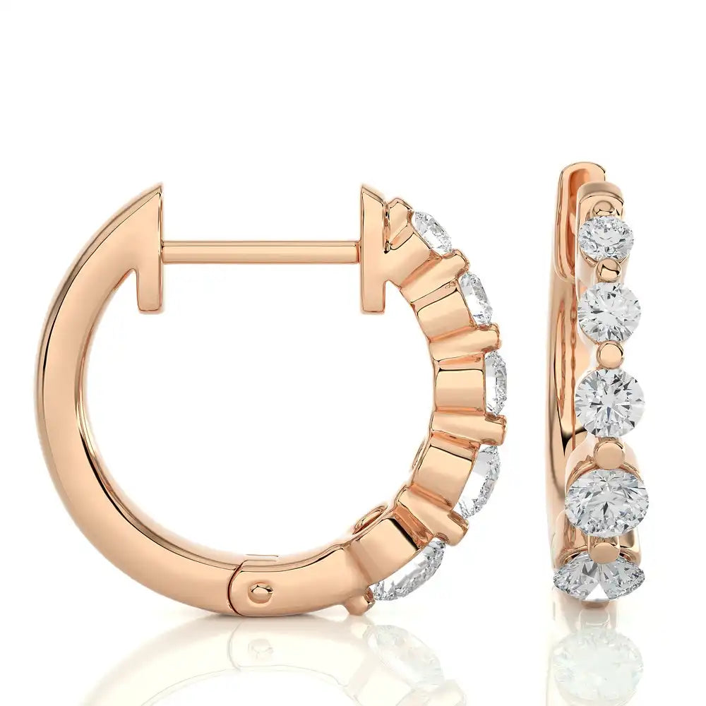 3/8 CTW Graduating Diamonds Radiant Huggie Earring