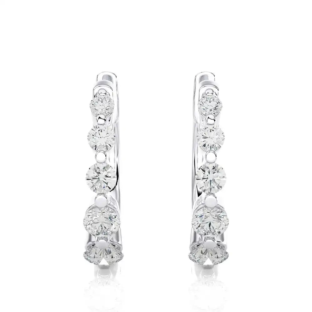 3/8 CTW Graduating Diamonds Radiant Huggie Earring