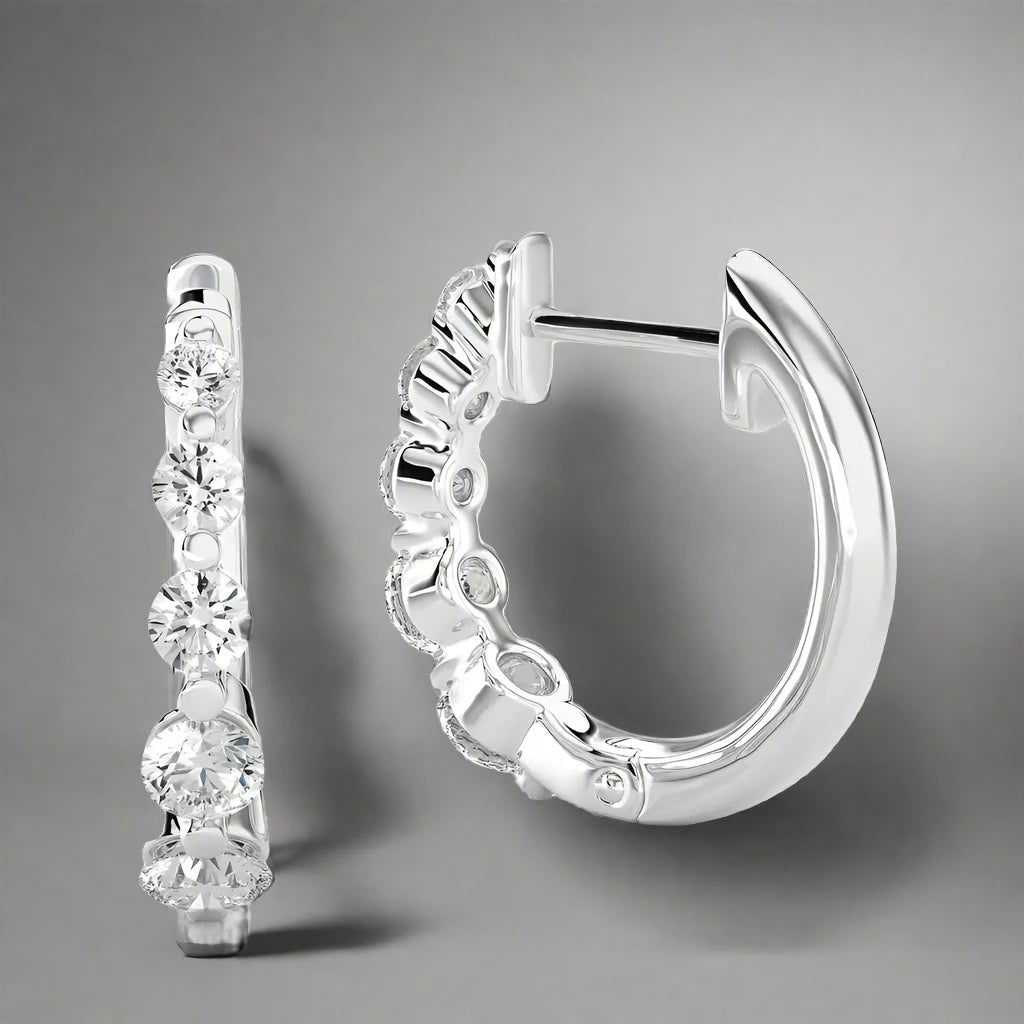 3/8 CTW Graduating Diamonds Radiant Huggie Earring