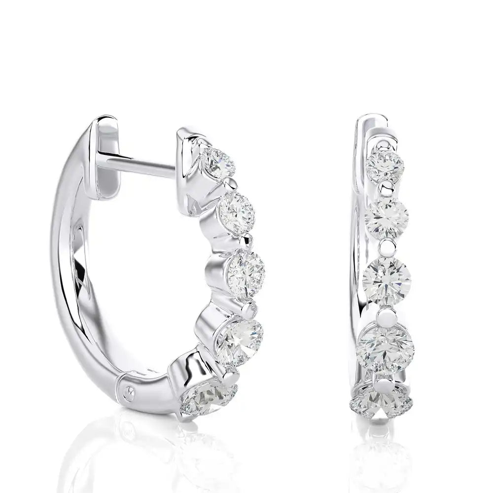 3/8 CTW Graduating Diamonds Radiant Huggie Earring