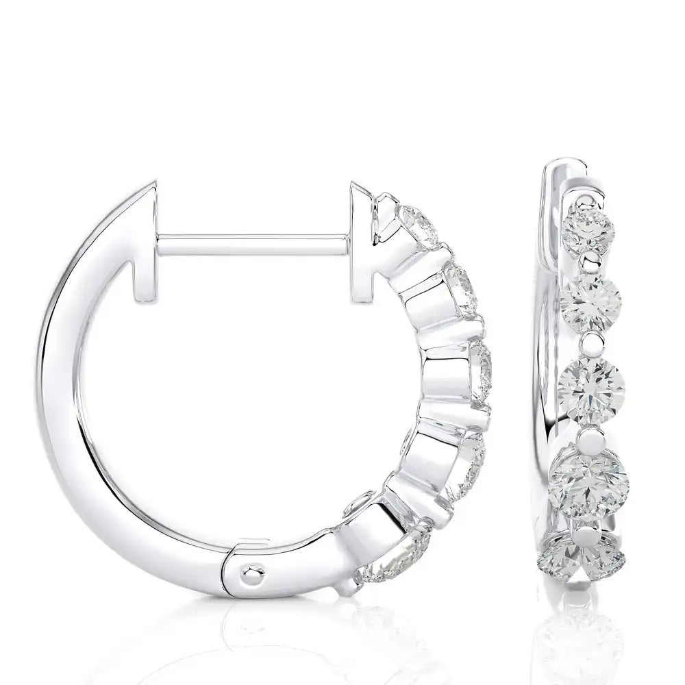 3/8 CTW Graduating Diamonds Radiant Huggie Earring