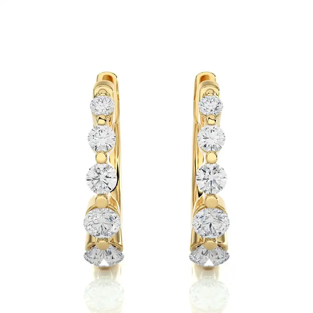 3/8 CTW Graduating Diamonds Radiant Huggie Earring