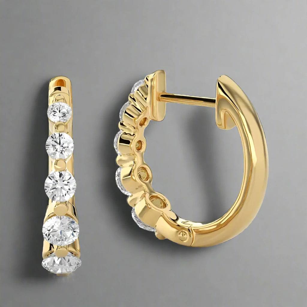 3/8 CTW Graduating Diamonds Radiant Huggie Earring