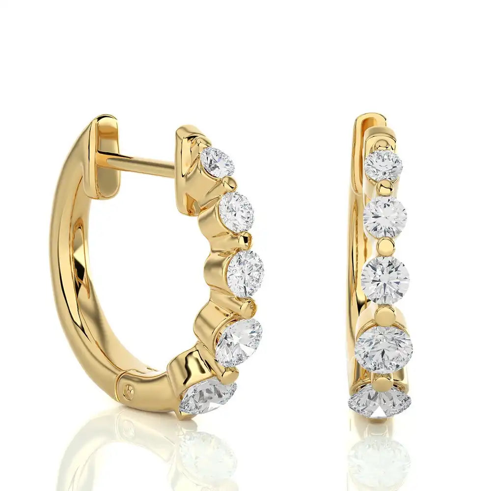 3/8 CTW Graduating Diamonds Radiant Huggie Earring