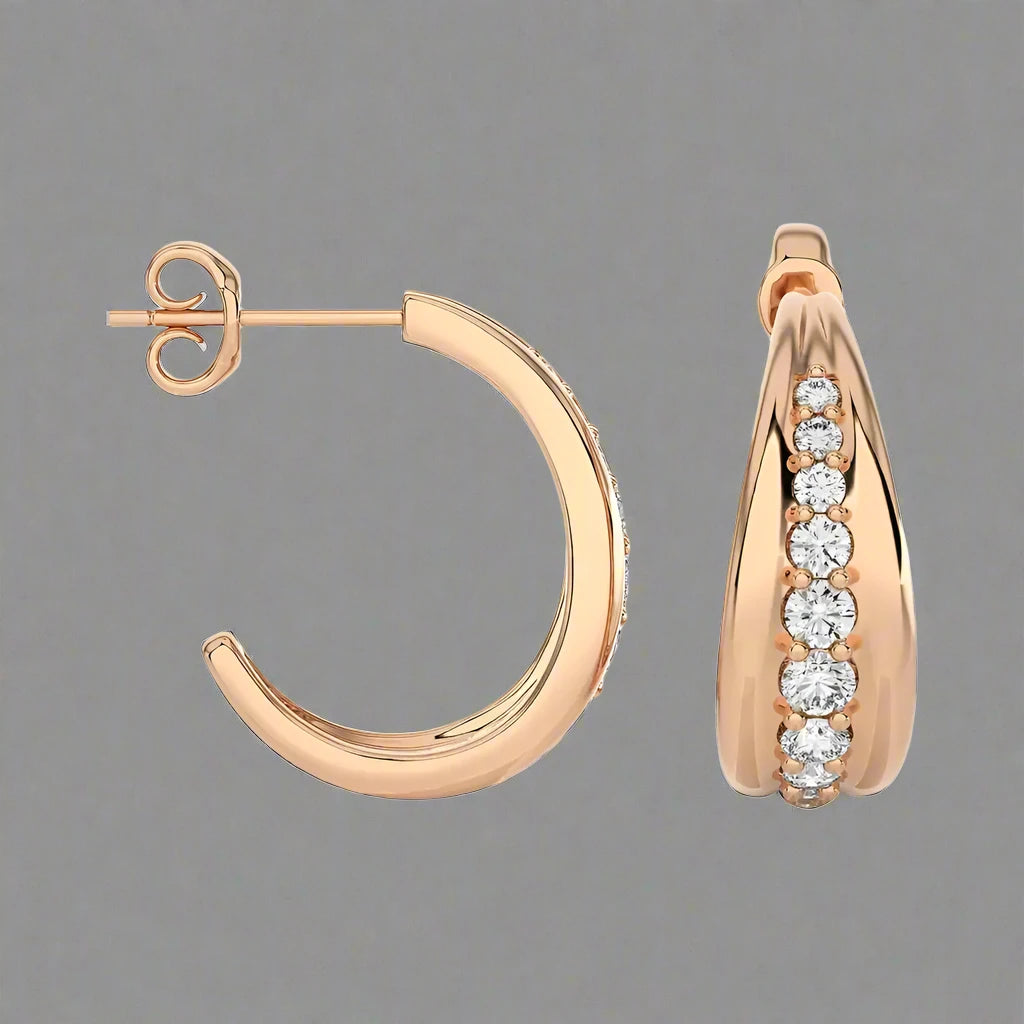 1/5 CTW Brilliant Round Cut Diamond Half-Hoop Earrings