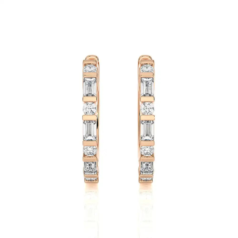 1/5 CTW Baguette & Round Diamond Classic Huggie Earring