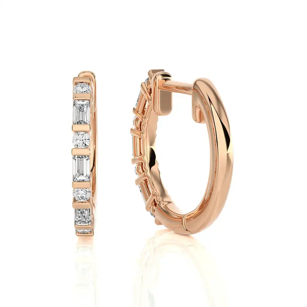 1/5 CTW Baguette & Round Diamond Classic Huggie Earring