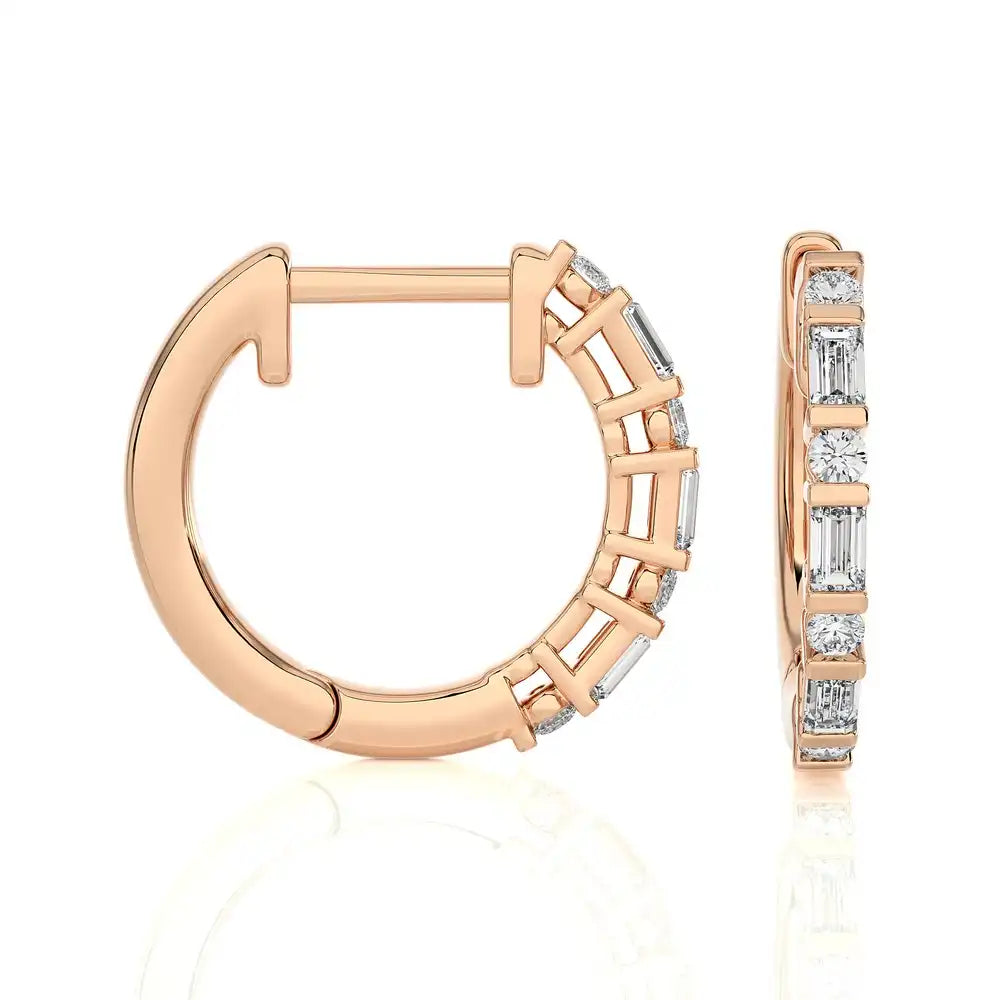 1/5 CTW Baguette & Round Diamond Classic Huggie Earring