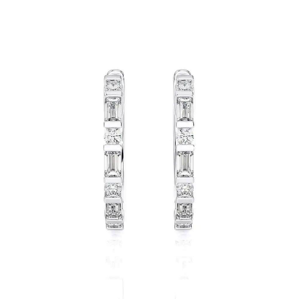 1/5 CTW Baguette & Round Diamond Classic Huggie Earring