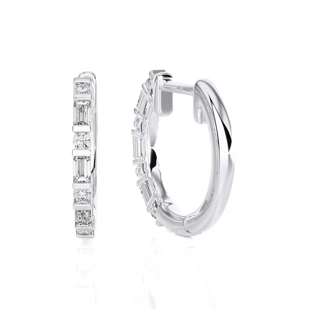 1/5 CTW Baguette & Round Diamond Classic Huggie Earring