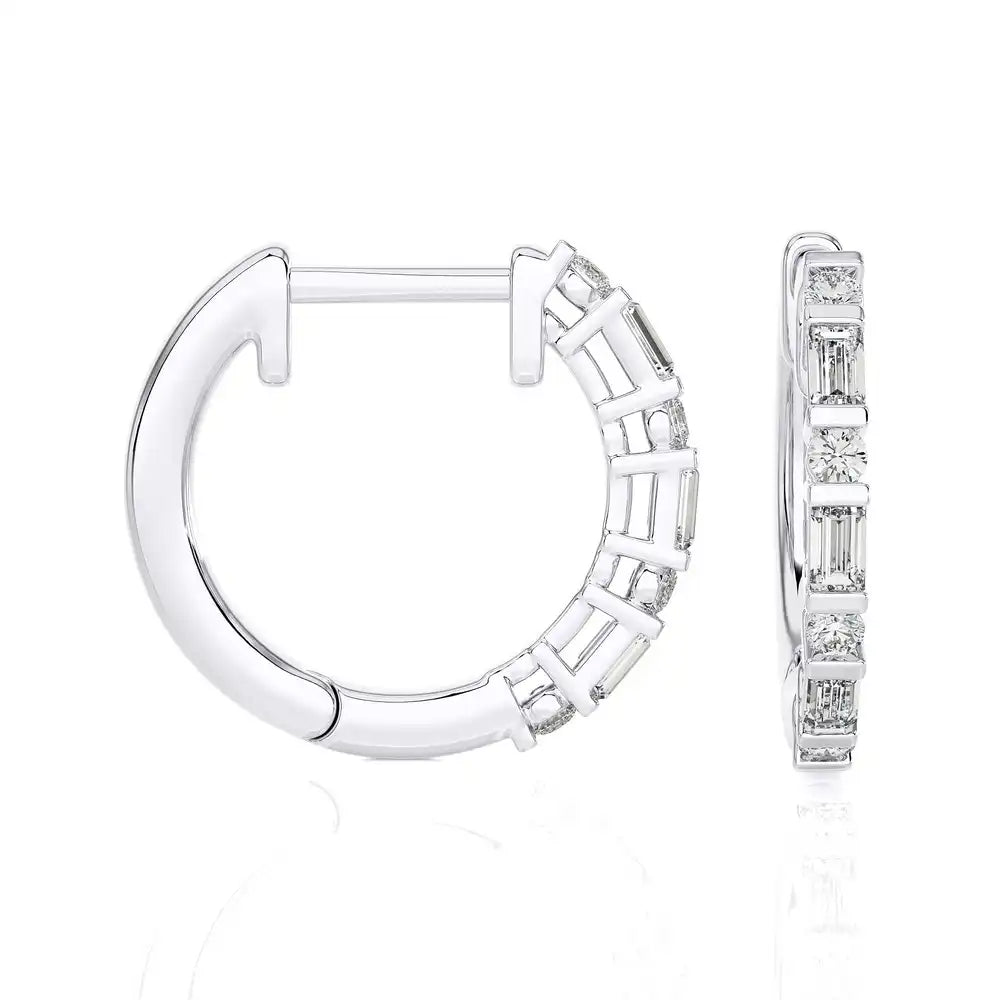 1/5 CTW Baguette & Round Diamond Classic Huggie Earring