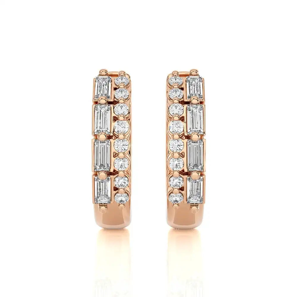 3/8 CTW Diamond Baguette Designer Chic Huggie Earring