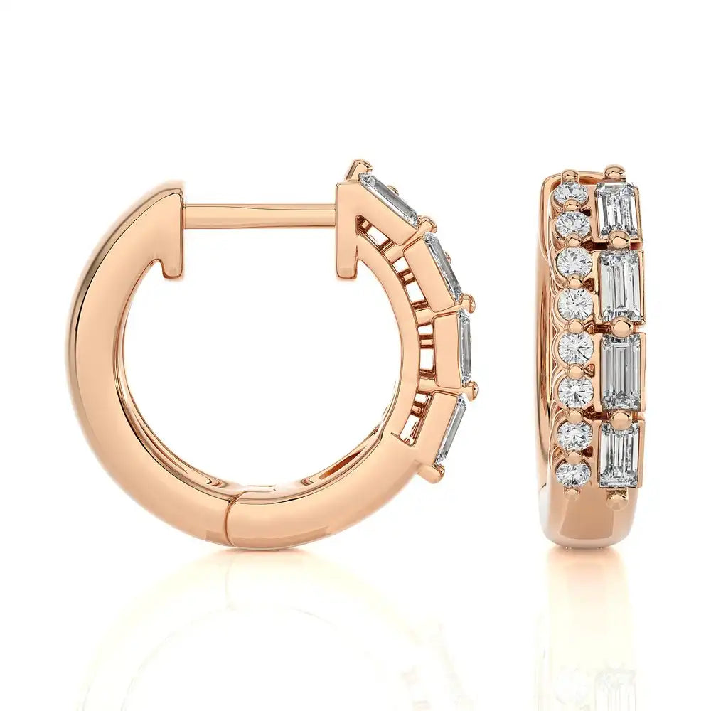 3/8 CTW Diamond Baguette Designer Chic Huggie Earring